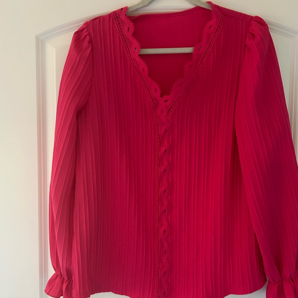 HOT PINK LACE DETAILED BLOUSE